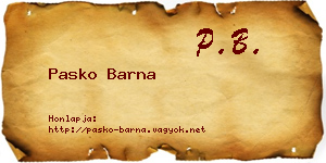 Pasko Barna névjegykártya